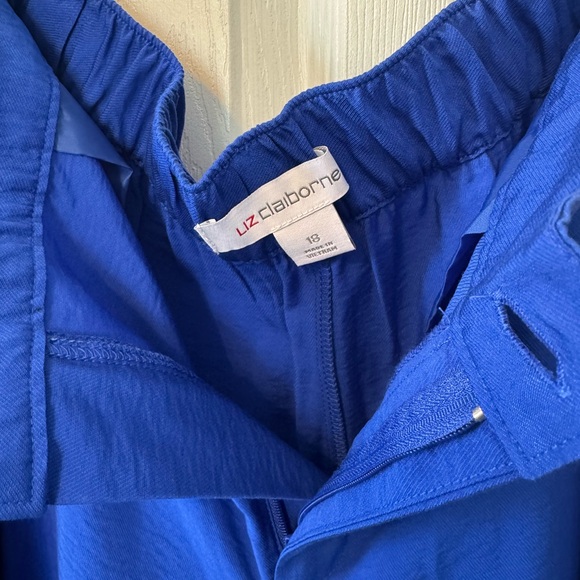Liz Claiborne Royal Blue Wide Leg Pants, Plus Size 18 Zipper Elastic Waist NWTS - Picture 4 of 12